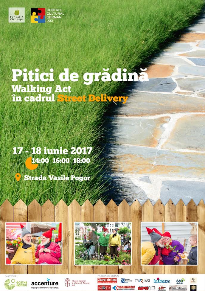 IAŞI: Spectacole în aer liber: „Pitici de grădină” în cadrul festivalului “Street delivery”