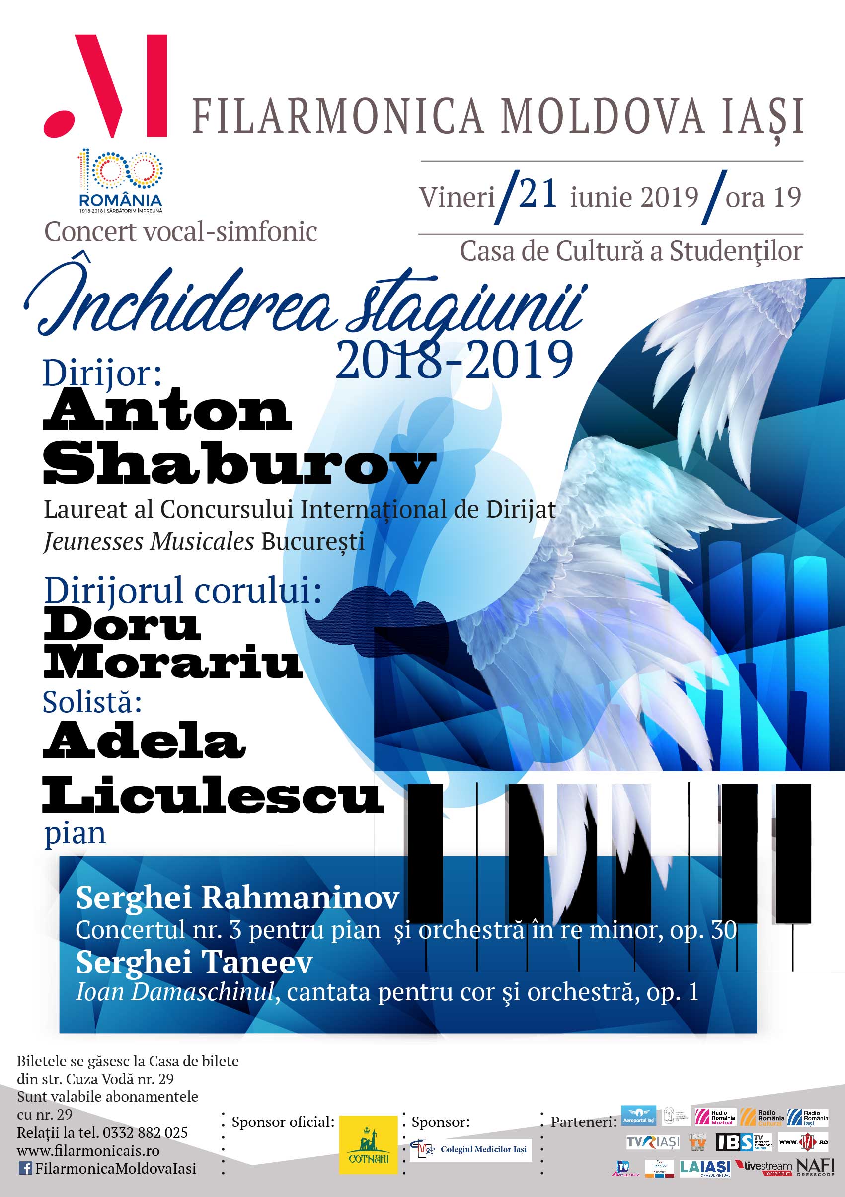 Iaşi, 21 iunie, Închiderea Stagiunii 2018-2019 la Filarmonica Moldova