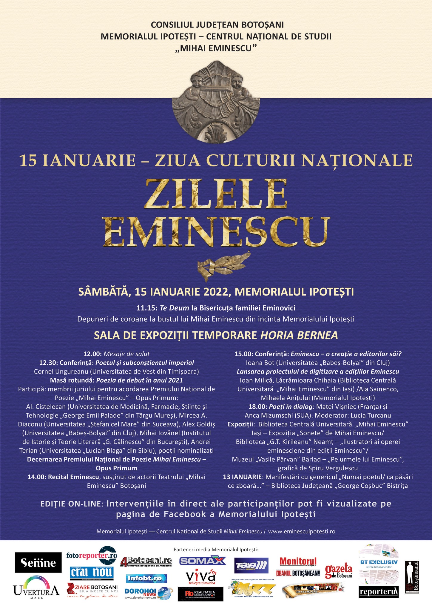 Zilele Eminescu la Memorialul Ipoteşti. Bună Dimineaţa cu Adina Şuhan (13.01.2022)
