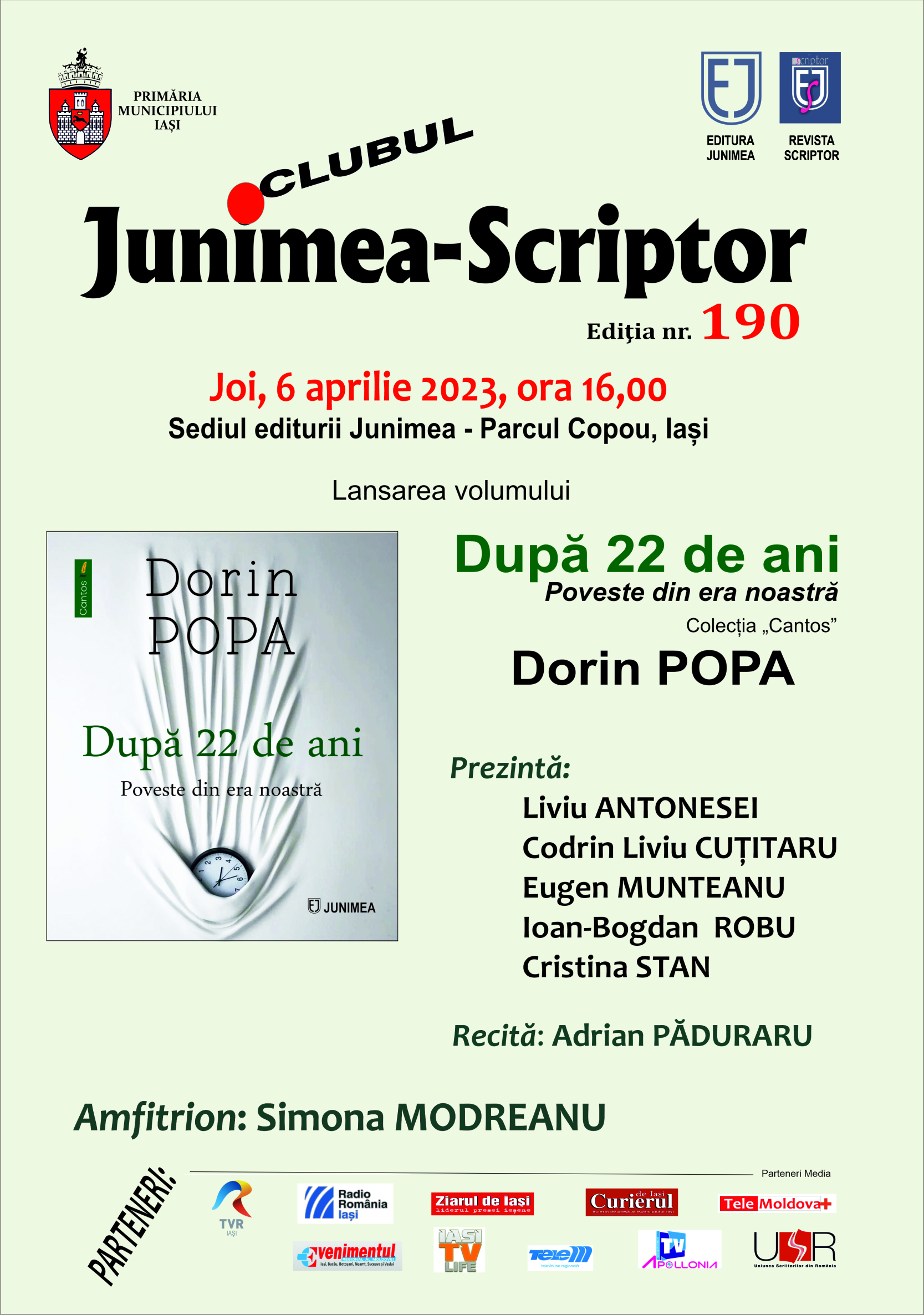 Clubul Junimea-Scriptor, ediția nr. 190