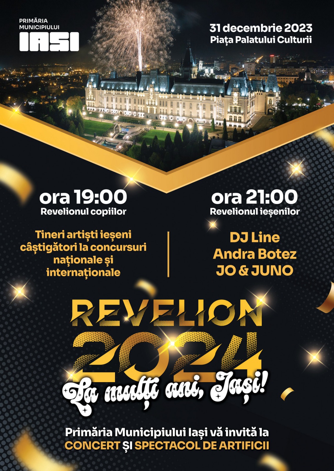 Revelion Iași. Concert și spectacol de artificii