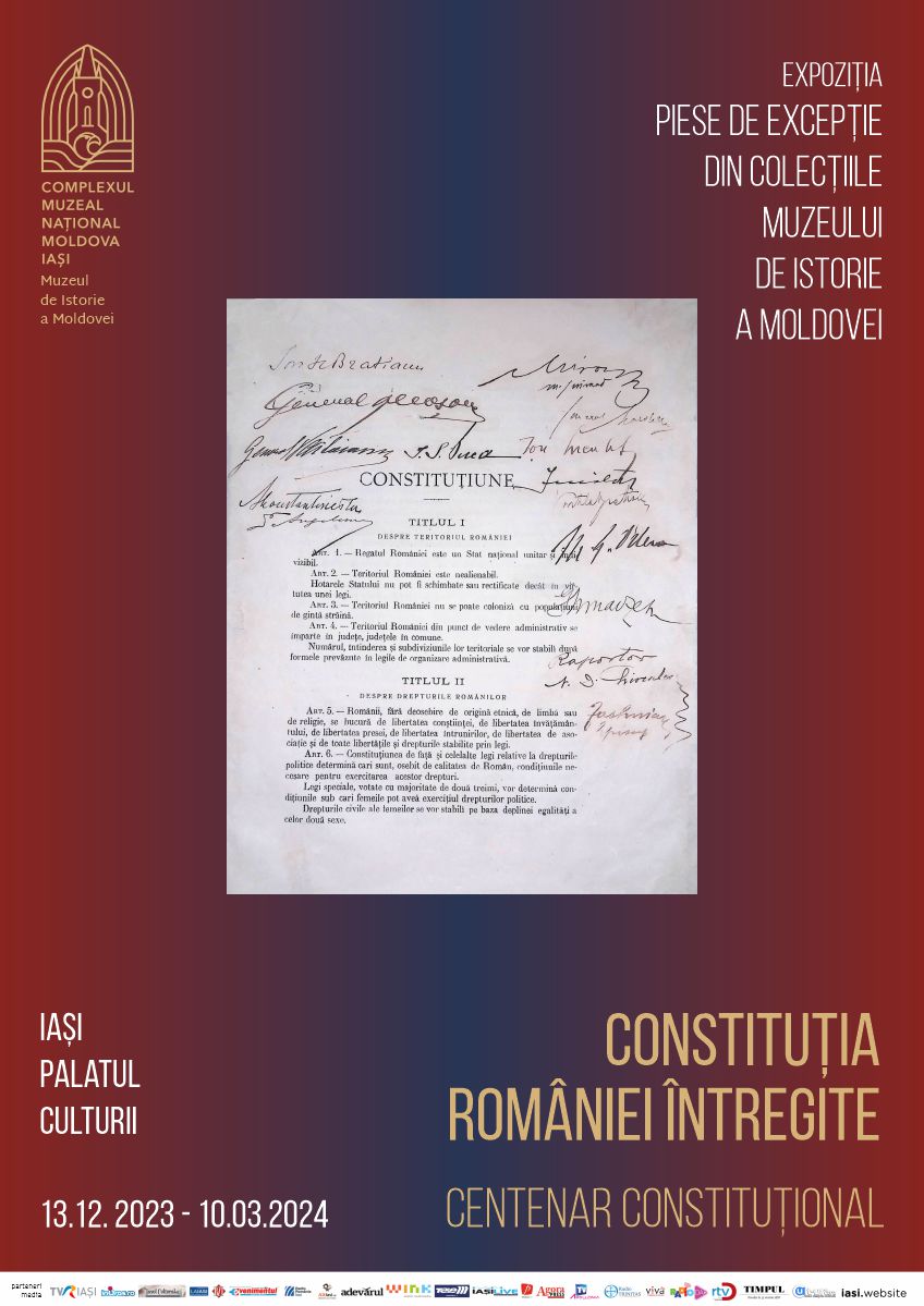 Iași: Piese de excepție din colecțiile Muzeului de Istorie a Moldovei – Constituția României Întregite