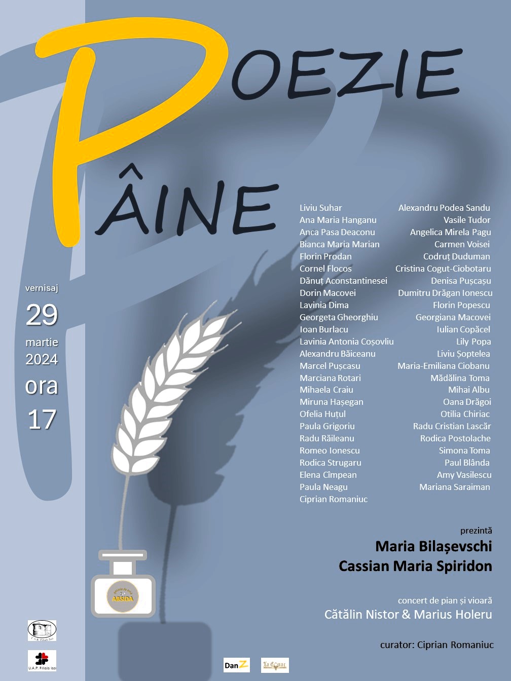 Vineri, 29 martie 2024, ora 17, la Galeria de Artă „Absida”, va avea loc lansarea numărului de primăvară al Revistei Poezia