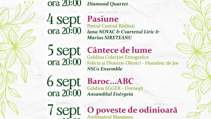 Rădăuți: „Grădini muzicale” – eveniment inedit, care potențează cultura în cadru natural prin muzică, teatru și video art