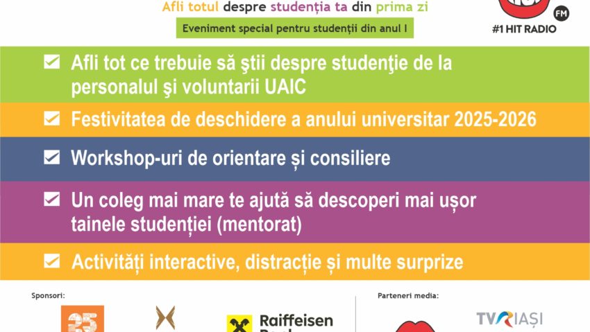 UAIC organizează cea de-a XIV-a ediție a evenimentului „Bun venit la UAIC”, dedicat integrării studenților din anul I