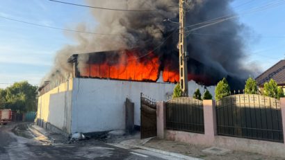 Incendiu la o fabrică de peleţi din localitatea Şendreni, judeţul Galaţi