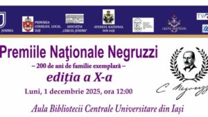 PREMIILE NAȚIONALE NEGRUZZI 200, ediția a X-a, la BCU Iași – 1 decembrie 2025