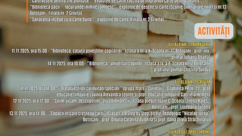 Zilele Bibliotecii Județene „Mihai Eminescu” Botoșani – o săptămână plină de cărți, povești și creativitate