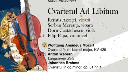 Iași, 17 dec, 19:00 Aula BCU Concertul Cvartetului Ad libitum