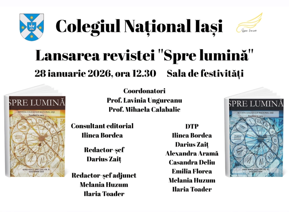(AUDIO) Dublu eveniment cultural la Colegiul Național din Iași, la 198 de ani de existență