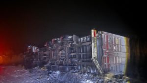 Se circulă în condiții de iarnă în jud. Vaslui. Camion răsturnat la Rânzești, fără victime