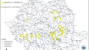 Cod galben de inundaţii pentru râuri din 16 judeţe