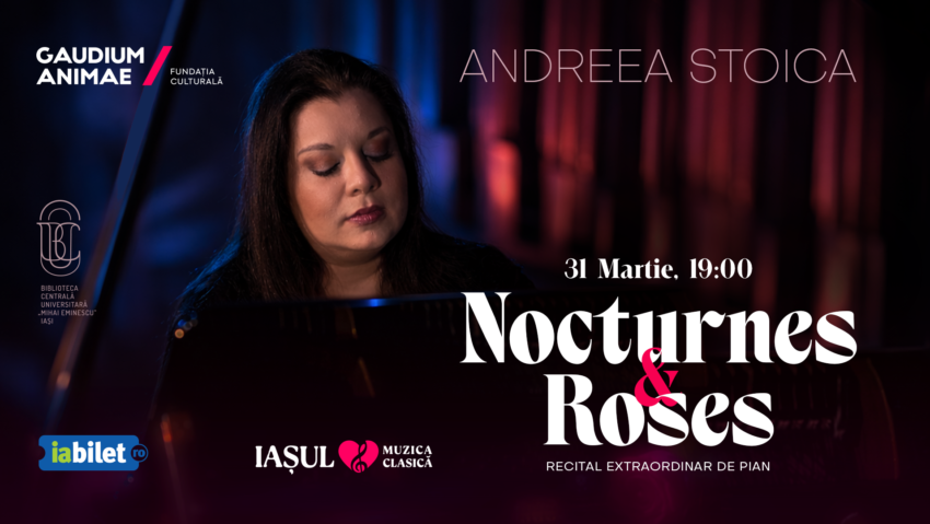 Pianista Andreea Stoica prezintă „Nocturnes & Roses”, în stagiunea camerală Gaudium Animae