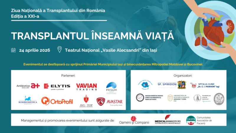 Iașiul găzduiește Ziua Națională a Transplantului – „Transplantul înseamnă viață” (24 aprilie 2026