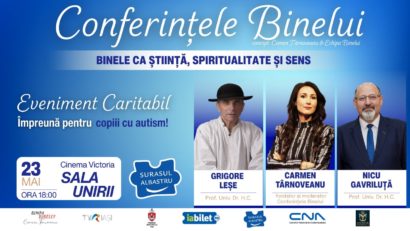 „Conferințele Binelui”, susținem terapia copiilor cu autism, 23 mai, Ateneul Național Iași. Cristina Nichita și jurnalista Carmen Târnoveanu, în matinal cu Adina Șuhan