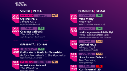 Programul săptămânal al proiecțiilor de la Cinema Ateneu Iași pentru perioada 29 mai – 3 iunie 2026.
