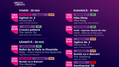 Programul săptămânal al proiecțiilor de la Cinema Ateneu Iași pentru perioada 29 mai – 3 iunie 2026.