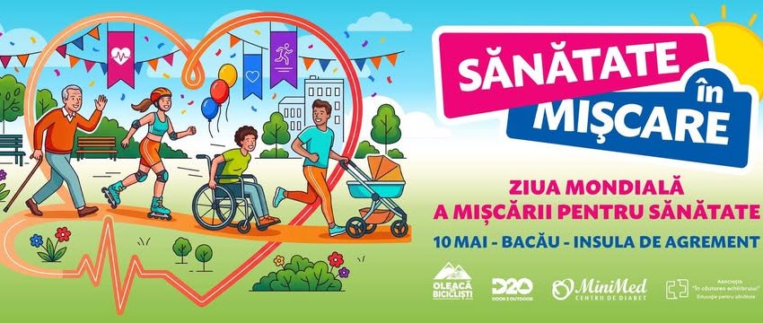 Bacăul se pune în mișcare: eveniment dedicat sănătății și comunității, pe 10 mai, la Insula de Agrement