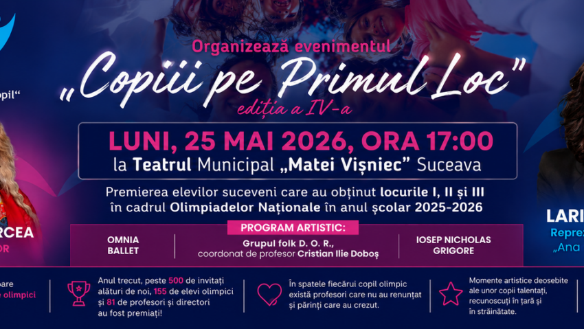 Fundația Ana – Inimă de Copil: Copiii pe primul loc – ediția a IV-a, la Teatrul Municipal „Matei Vișniec” Suceava