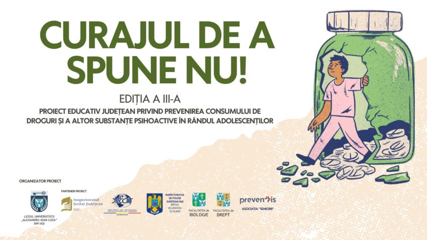 Proiectul județean „Curajul de a spune nu!” este continuat de Liceul Universității „Alexandru Ioan Cuza” din Iași, fiind ajuns la a III-a ediție. Profesorul de biologie Adelin Stanciu, inițiatorul proiectului, cu Mihai Florin Pohoață la ”Pulsul Zilei” – 19.05.2026.