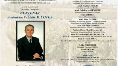 Academicianul Valeriu D. Cotea, omagiat la Iași la împlinirea centenarului nașterii