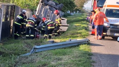 Vaslui: Accident pe DJ 248, la Rateșu Cuzei: un autoturism s-a răsturnat în afara carosabilului