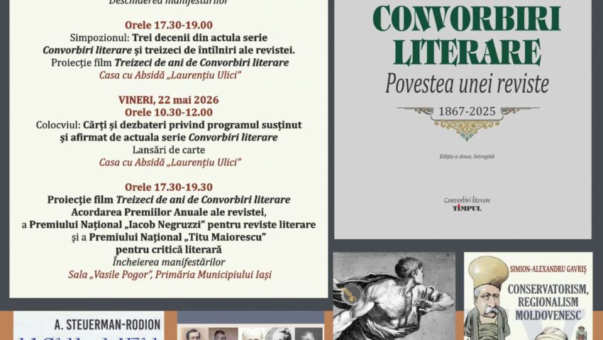 Iași: Zilele Revistei Convorbiri literare (21 – 23 mai 2026)