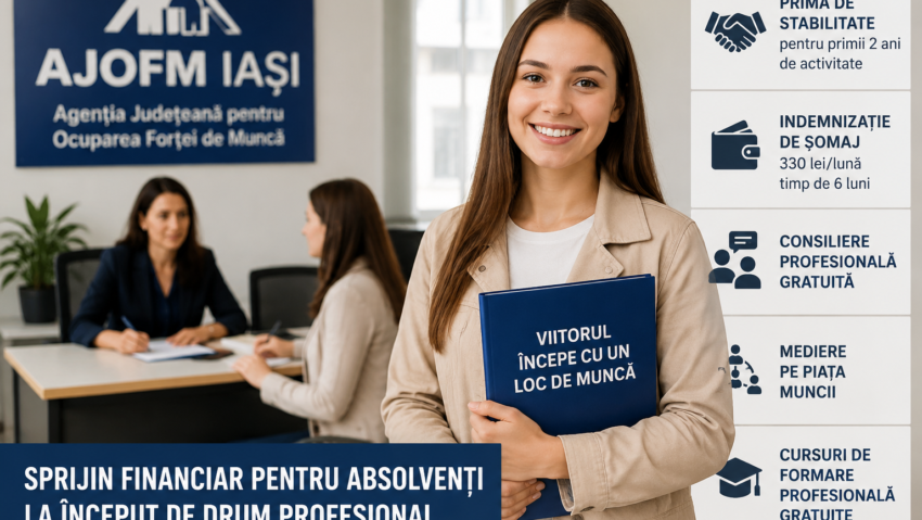 AJOFM Iași: Prime de stabilitate și indemnizații de șomaj pentru absolvenții care se angajează
