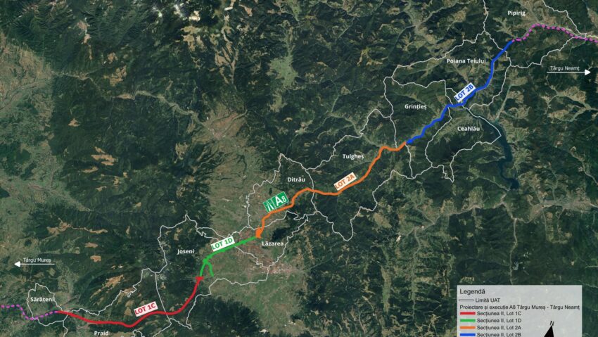 Contractul pentru servicii cadastrale necesare exproprierilor pe A8 Târgu Mureş-Târgu Neamţ, atribuit