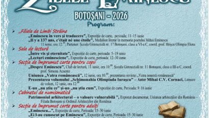 Zilele Eminescu 2026 la Biblioteca Județeană „Mihai Eminescu” Botoșani
