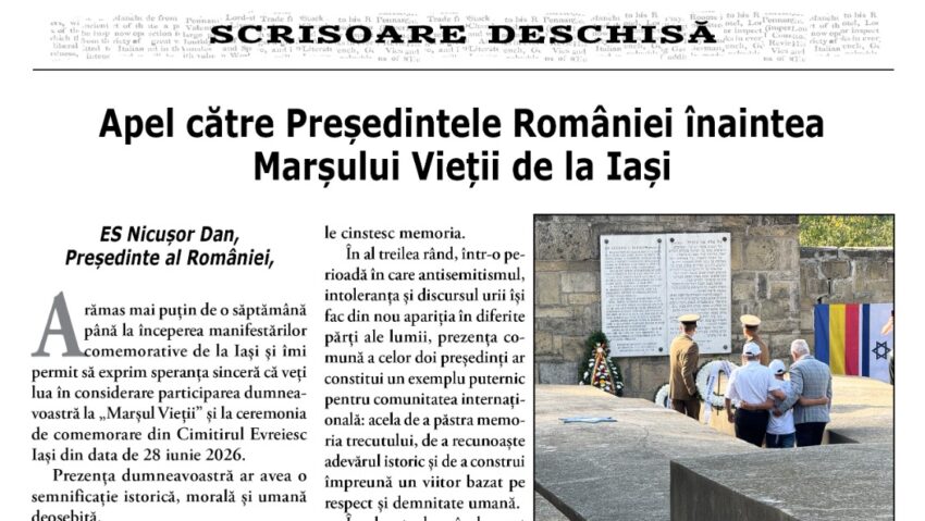 (AUDIO) Rabinul Josef Wasserman, scrisoare deschisă către președintele Nicușor Dan