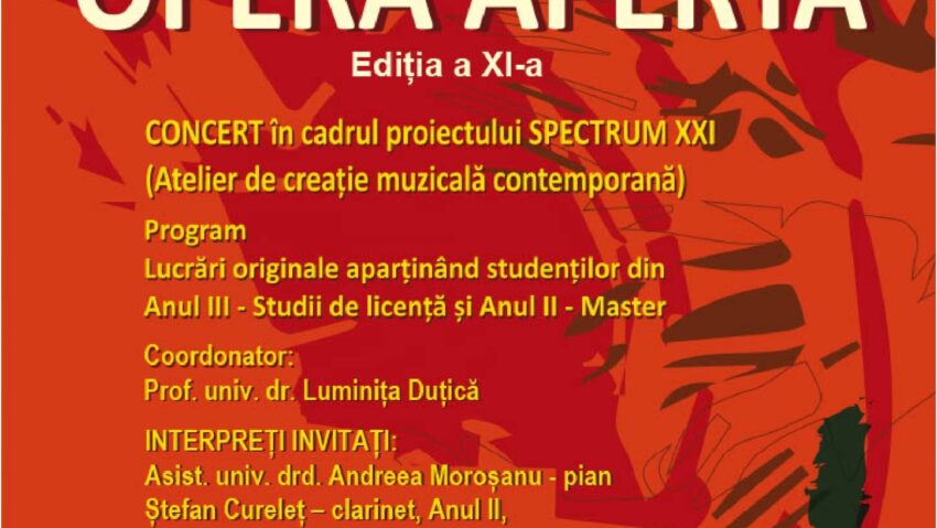 Iași: 16 iunie, orele 17.00, examen spectacol Opera Aperta la UNAGE, Sala Caudella – Casa Balș