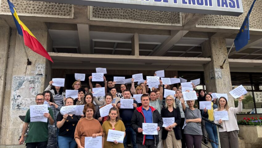 (AUDIO/FOTO) Nemulțumiri și la Casa de Pensii Iași față de proiectul legii salarizării