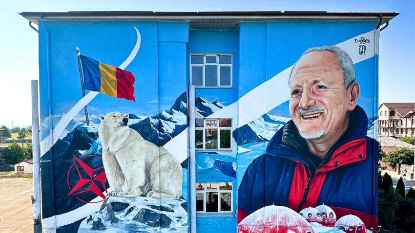 Bacău: Pictură murală monumentală dedicată lui Teodor Gheorghe Negoiță, primul român care a ajuns la Polul Nord