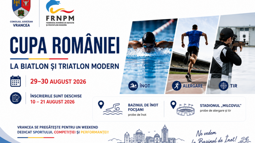 Vrancea intră pe harta marilor competiții sportive: Cupa României la Biatlon și Triatlon Modern, organizată în premieră la Focșani