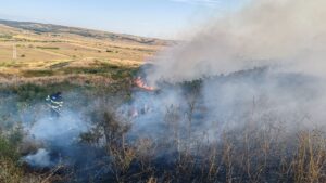Vaslui: Peste 70 de hectare de vegetaţie uscată au ars în urma unui incendiu produs în localitatea Bogdăneşti