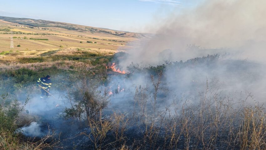 Vaslui: Peste 70 de hectare de vegetaţie uscată au ars în urma unui incendiu produs în localitatea Bogdăneşti
