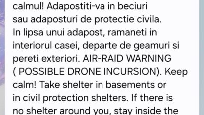 ALERTĂ AERIANĂ la BOTOȘANI (posibil drone)
