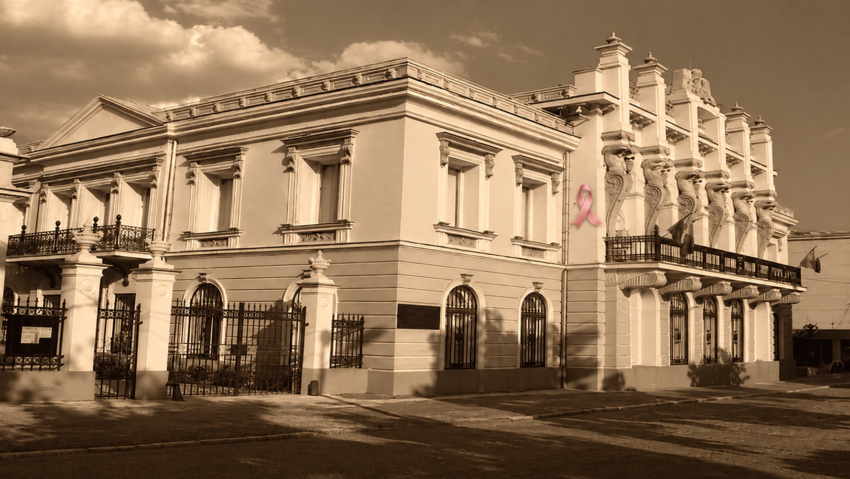 Muzeul Unirii din Iași se iluminează în roz, în semn de solidaritate cu lupta împotriva cancerului de sân