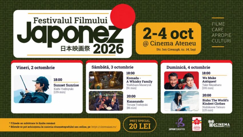 Filmele japoneze ajung la Iași, la început de octombrie, la Cinema Ateneu. Andrei Giurgia în matinal cu Adina Șuhan