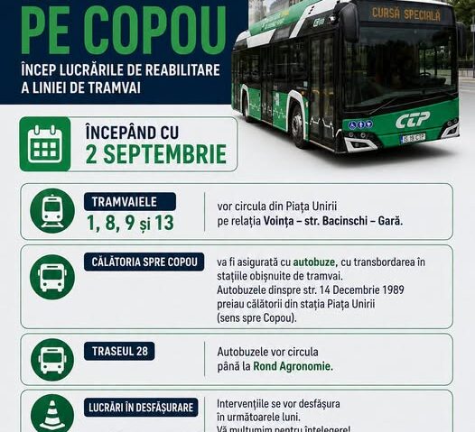 (AUDIO) Încep lucrările de înlocuire a căii de rulare a tramvaielor pe Bulevardul Carol I din Iași. Traficul rutier, deviat pe Strada Sărărie și Șoseaua C.A. Rosetti