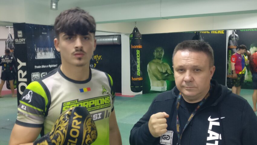 Albert Enache campion european ISKA la kickboxing – un veritabil nou brand Scorpions Iași. Albert Enache campion european ISKA și antrenorul său Mihai Constantin de la Scorpions Iași cu Mihai Florin Pohoață – 21.10.2026.