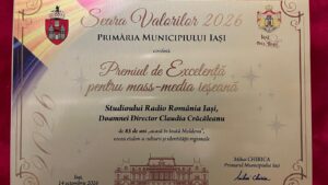 (AUDIO) Radio România Iași, premiată pentru excelență în mass-media la Seara Valorilor